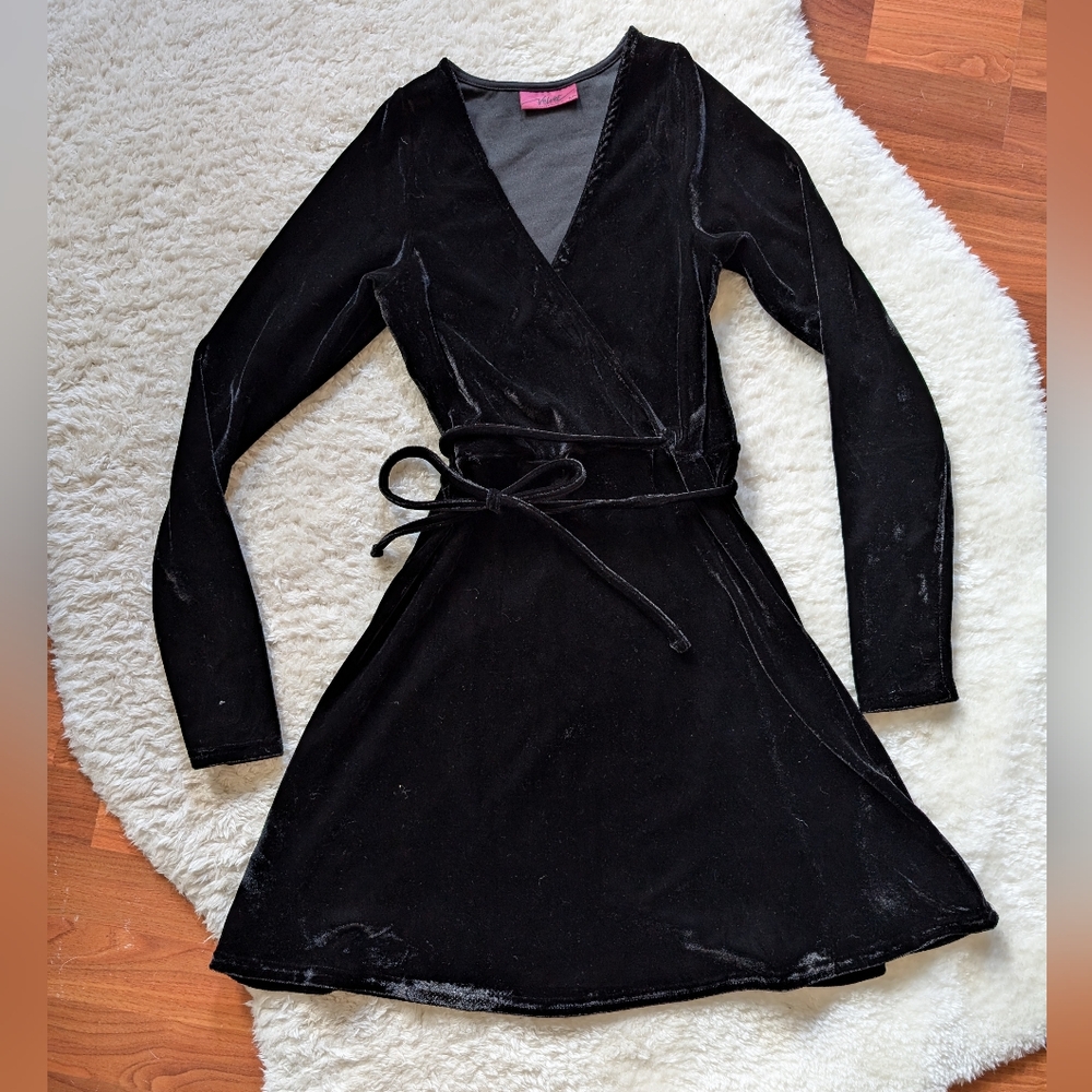 Velvet Black Wrap Dress